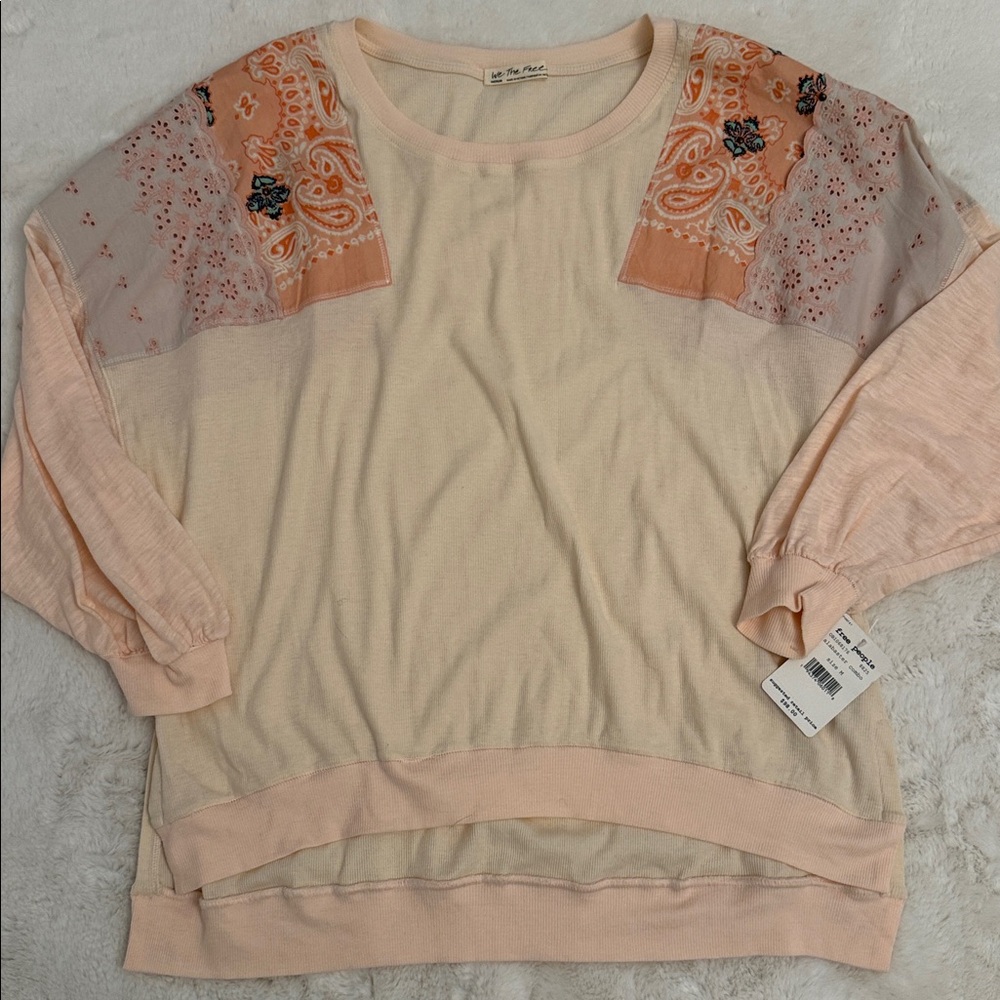 NWT Free People Women's Feelin It Patch High-Low Top M NEW $98